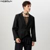 INCERUN Męska marynarka z długim rękawem i jednym guzikiem, z wycięciem, nieregularne płaszcze