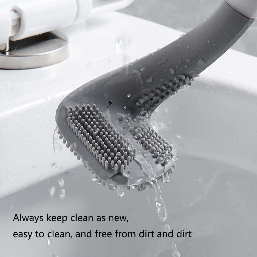 New Golf Head Design Toilet Brush Non-Slip Long Handled Wall Mounted w/ Hook Sticker