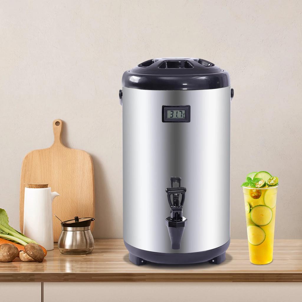 Isolierter Getränkespender aus Edelstahl mit Hahn - 12L/3.17Gal Große Kapazität Heiß- & Kaltgetränkespender für Kaffee, Tee