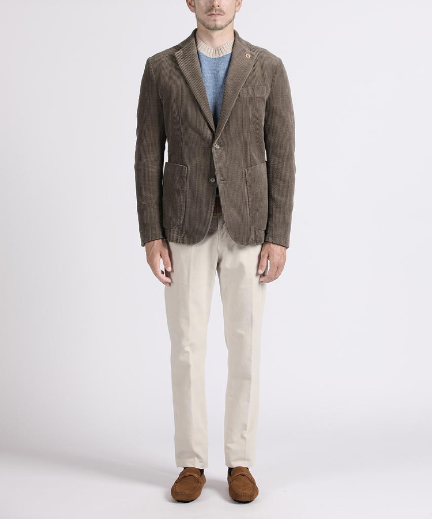 PANICALE Ivory Brushed Cotton Slim Fit Pants