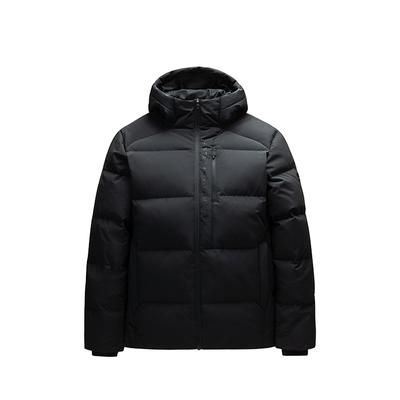Trainingsserie Einfarbig mit Reißverschluss Kapuzenjacke Bequem Atmungsaktiv Lässig Daunenjacke Herren Oberbekleidung Basic-Schwarz 152517921R-4