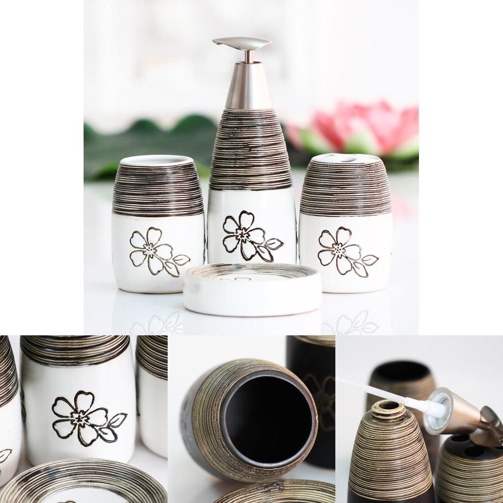 Hochwertiges Keramik-Badezimmerset mit Blumenmuster für Geschenke und Feiertagsgebrauch