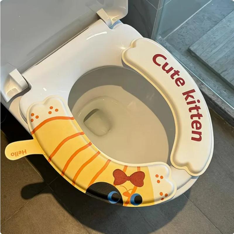 

Cute Creative Cartoon Toilet Seat Pad for Kids - Waterproof Adhesive Soft Universal All-Season Toilet Cover Cushion. жовтий