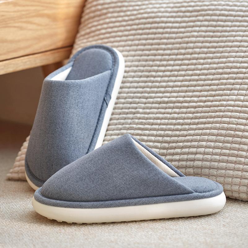 Japanese autumn cloth bottom slippers silent home non-slip couple soft bottom indoor home cloth slippers home cotton slippers