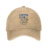 Cats Coffee Lover Baseball Cap Vintage Distressed Washed  Snapback Cap for Men Women Outdoor Activities Adjustable Caps Hat