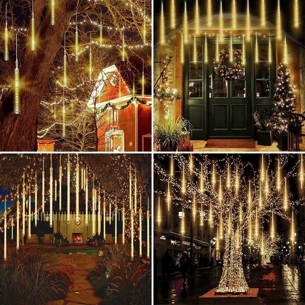 NASEBEMU LED Meteor Rain Lights for Christmas and and Perfect for Meteor Showers and 1 Set 8 Trees, Outdoors, Gardens, More, Energy-Saving,