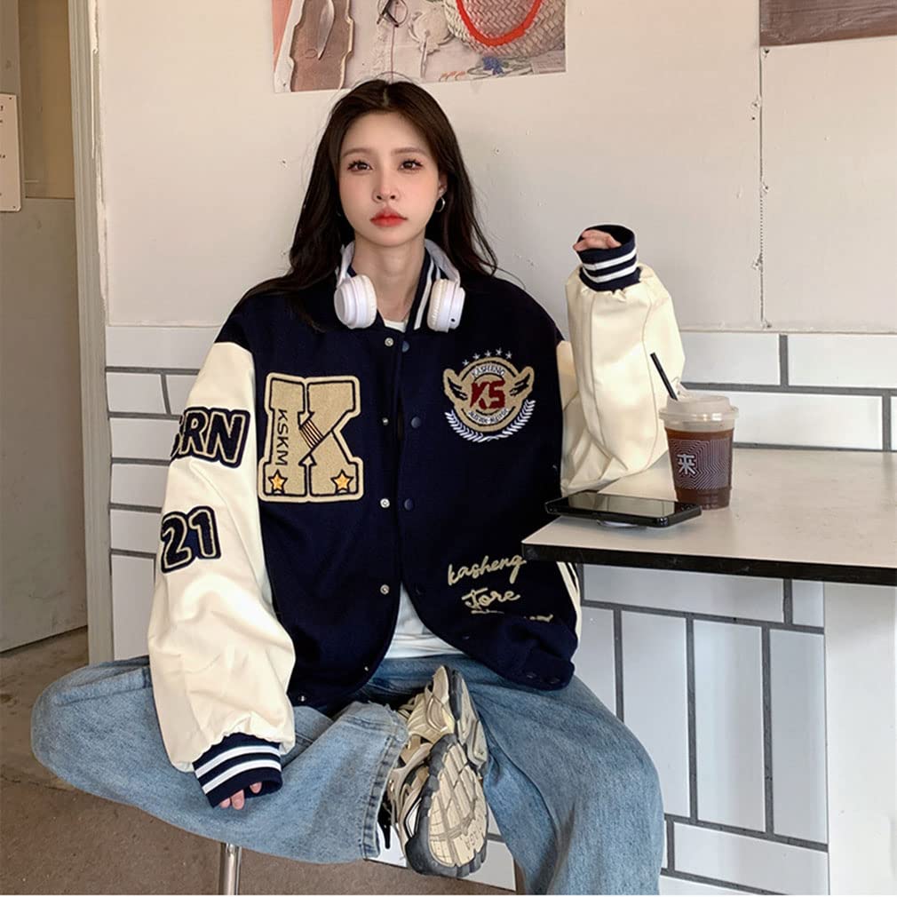 BARYPORY Stadium Street Stadium Hip Loose Long Unisex Jacket, Patchwork, Style, Stylish, Jumper, Outerwear, Oversized, Casual, Hop, Fit, Sleeve, (Size