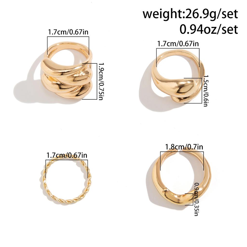 Accessories niche trend design sense geometric curved ring joint ring exaggerated opening set ring