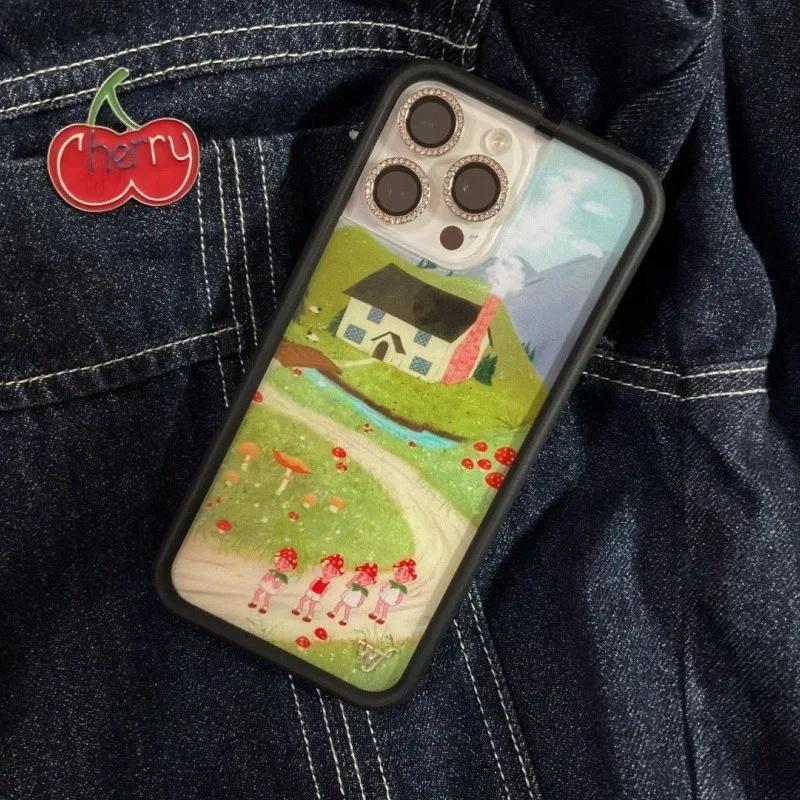 Wildflower ins Nara Smith Sweet Sliy Phone Case for iPhone 12 13 14 15 16 Pro Max Plus 17 Pro Cherries Clown Around Orchid Cover