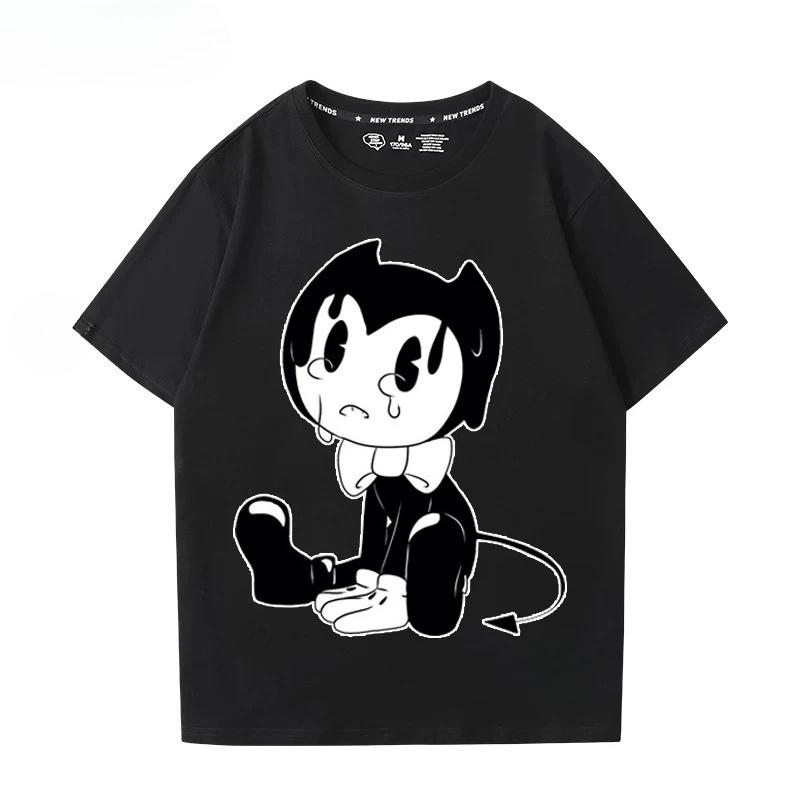 Bendy And The Ink Machine Game Tshirts Cotton Short Sleeve Oneck Female Tshirt Loose Cartoon Graphic Printing T Shirt Unisex