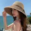 Weave Bow Fisherman Hat Large Bow Straw Hat Elegant Sunscreen Bucket Hat  Summer