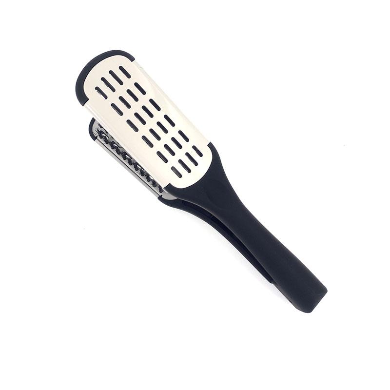 Pro Friseur Glätteisen Nylon Haarglättung Doppelbürsten V Form Kamm Klemme Nicht Weh Styling Werkzeuge DIY Hause