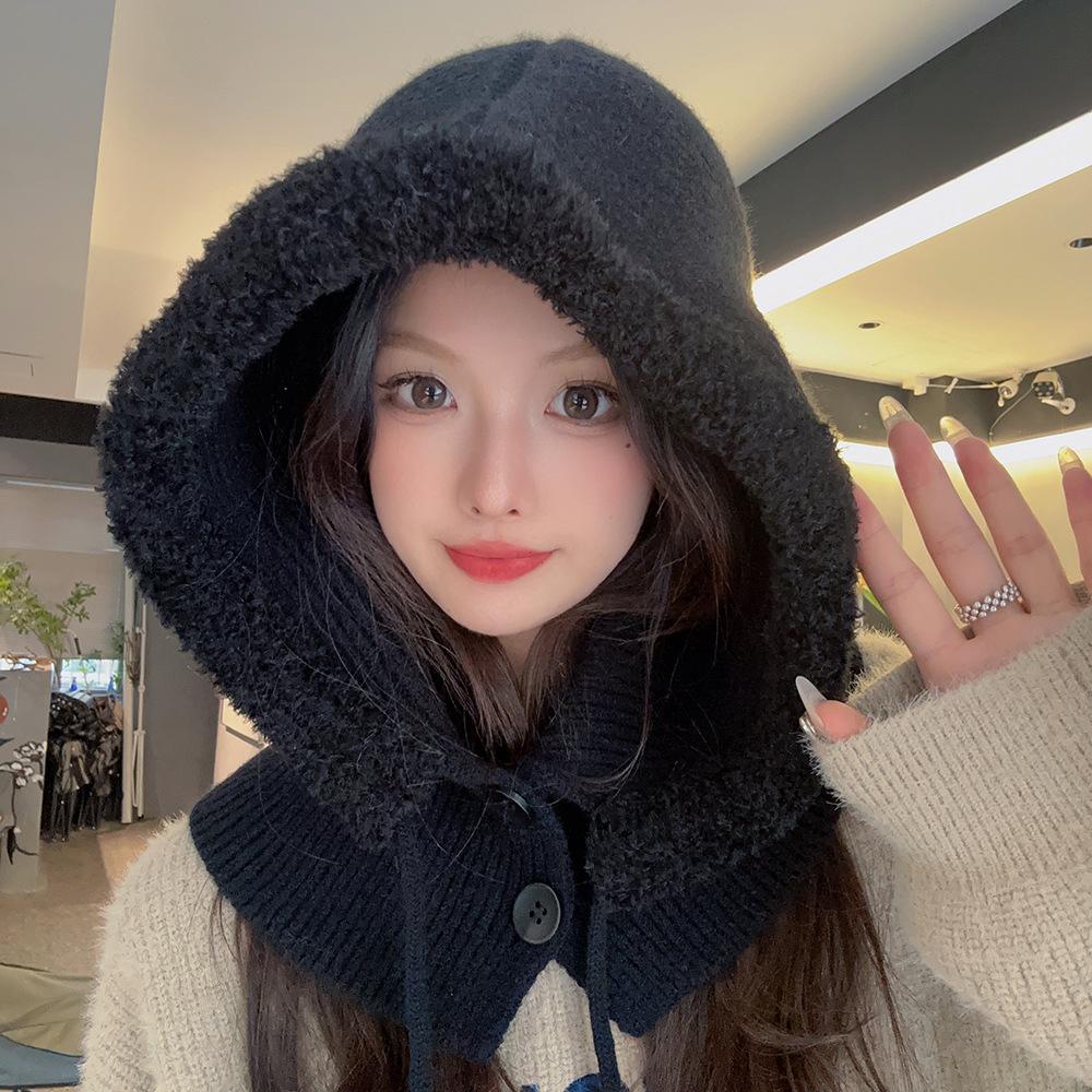 Winter new big head circumference hat women's snow doll high-end sense fluffy warm ear protection hat knitted thick wool hat