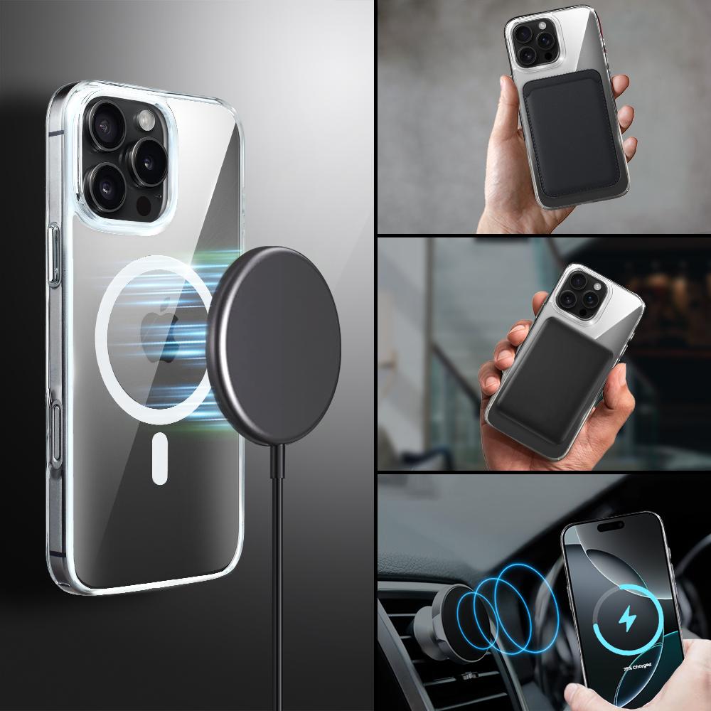 Etui Do Iphone 16 Pro Max Ibizu Crystal Clear Glass Z Magsafe, Szklany Tył 9H, Przeźroczyste