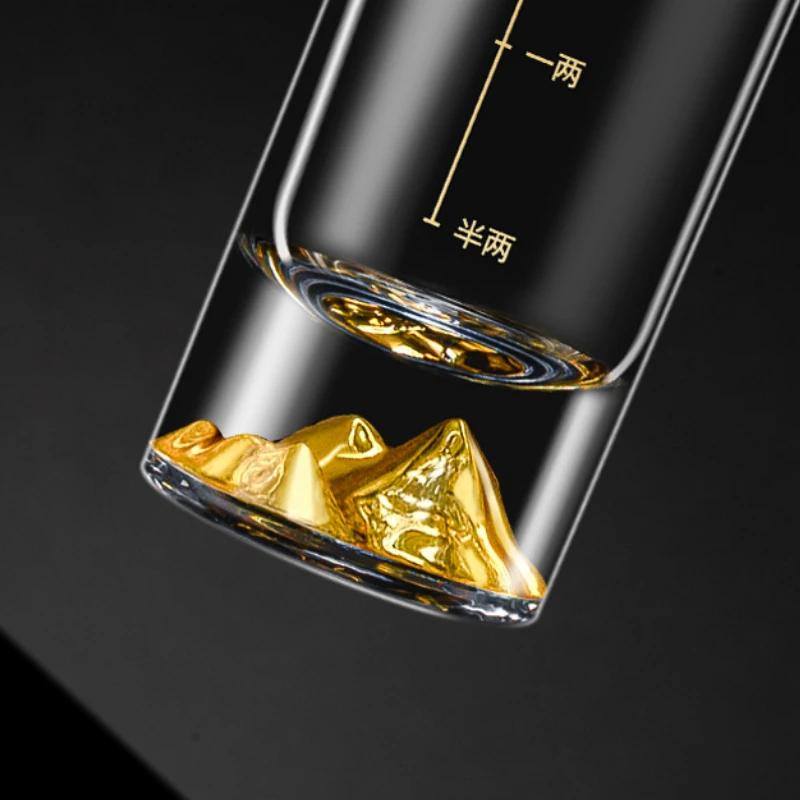 4 ks/2 ks Sklenice Golden Mountain Vision se zlatou fólií Luxusní sklenička 50 ml Malý objem Sklenice na víno Skleničky na lihoviny Čajové nádobí