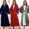 Women's Plus Size Drawstring Sleeve Cardigan Dress - XG2051