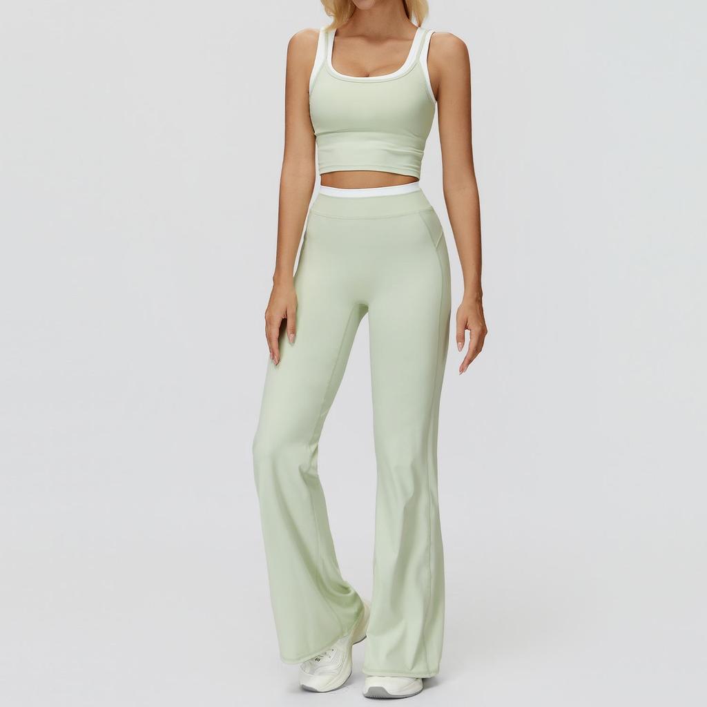 Completo da Yoga da Donna Transfrontaliero: Color Block Nude Feel, Vita Alta Costolata, Abbigliamento Sportivo Fitness Versatile
