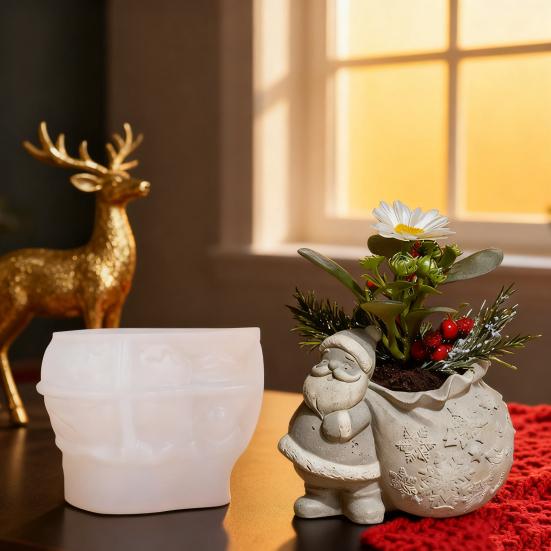 Yousheng Christmas Santa Claus Epoxy Mold Small Item Storage Candle Container DIY Casting Mold Reusable Holiday Decor