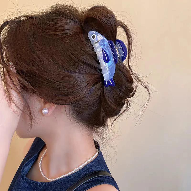 1pc New Creative Ocean Sardine Clip Hair Clip Cute Texture Shark Clip Ponytail Clip Hair Ornaments Female
