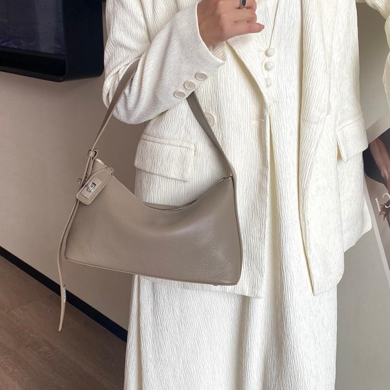 Hot Genuine Leather Women's Bag High-end French Style Armpit Trendy Pillow Top Layer Natural Drop Shoulder Women