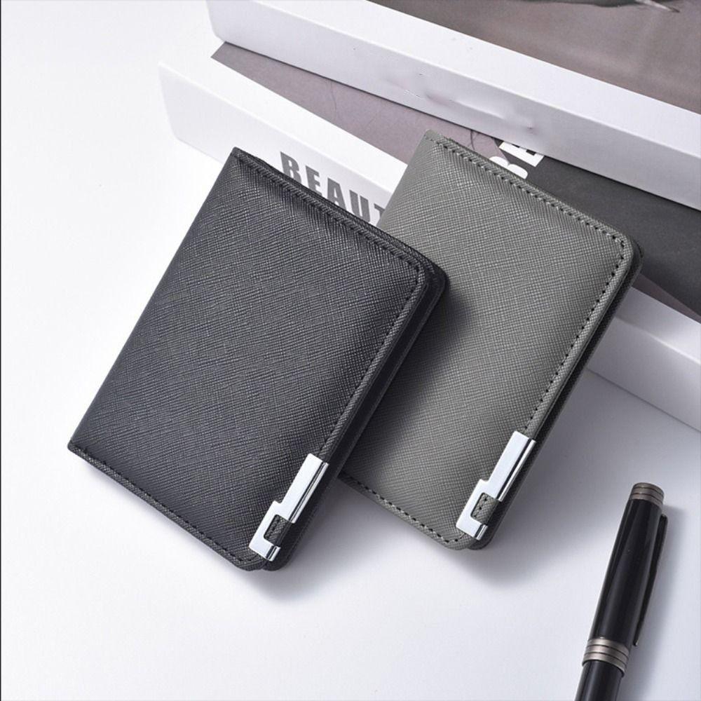 New PU Leather Retro Men's Wallet Two-Fold Orange Black Grey White Multiple Pockets Ultra Thin Coin Purse Men Women