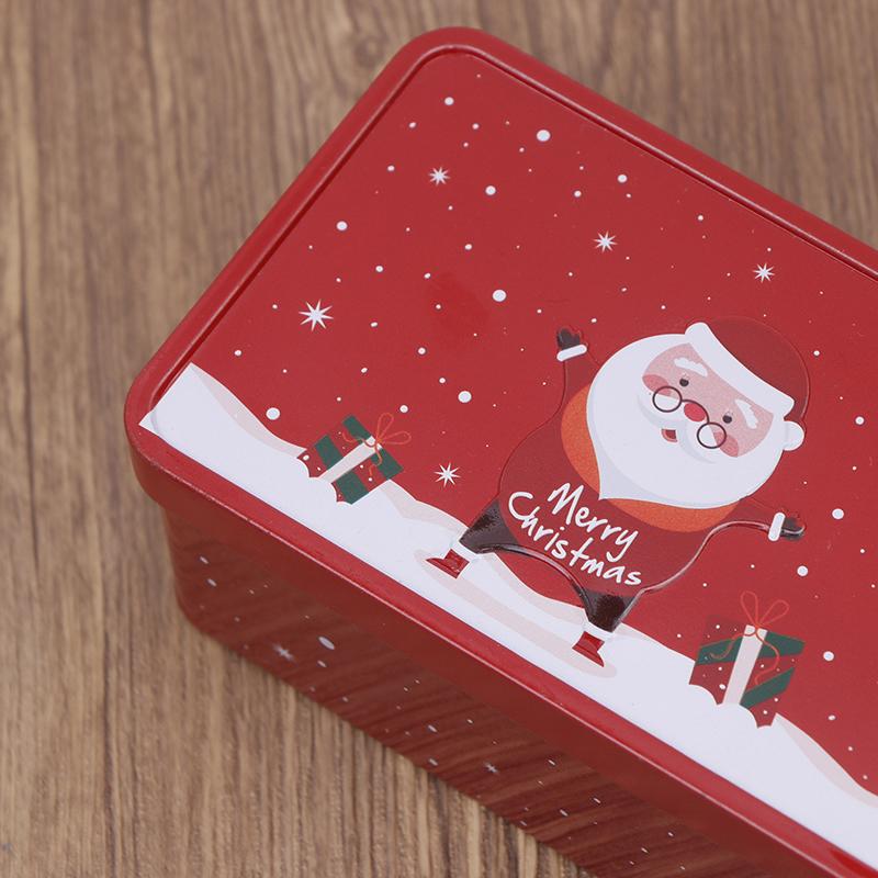 Rectangle Christmas Tinplate Box Empty Cookie Candy Box Santa Claus Gift Boxes Jewelry Storage Can Holiday Wedding Party Decor