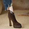 Elegant Women Ankle Boots Suede High Heels Shoes Sexy New Chunky Shoes Designer 2025 Winter Boots Woman Pumps