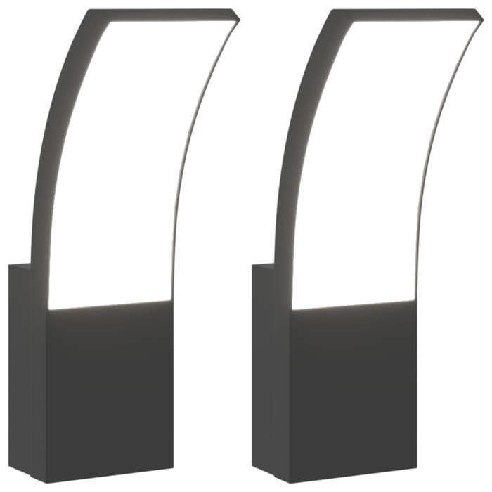 VidaXL Appliques murales LED d'extérieur 2 pcs noir, éclairage mural LED d'extérieur, lampe murale de jardin, applique 4006261