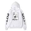 Zero Two Side Profile Anime Hoodie Japanese Letter Print Black Casual Long Sleeve Hooded Sweatshirt Pullover