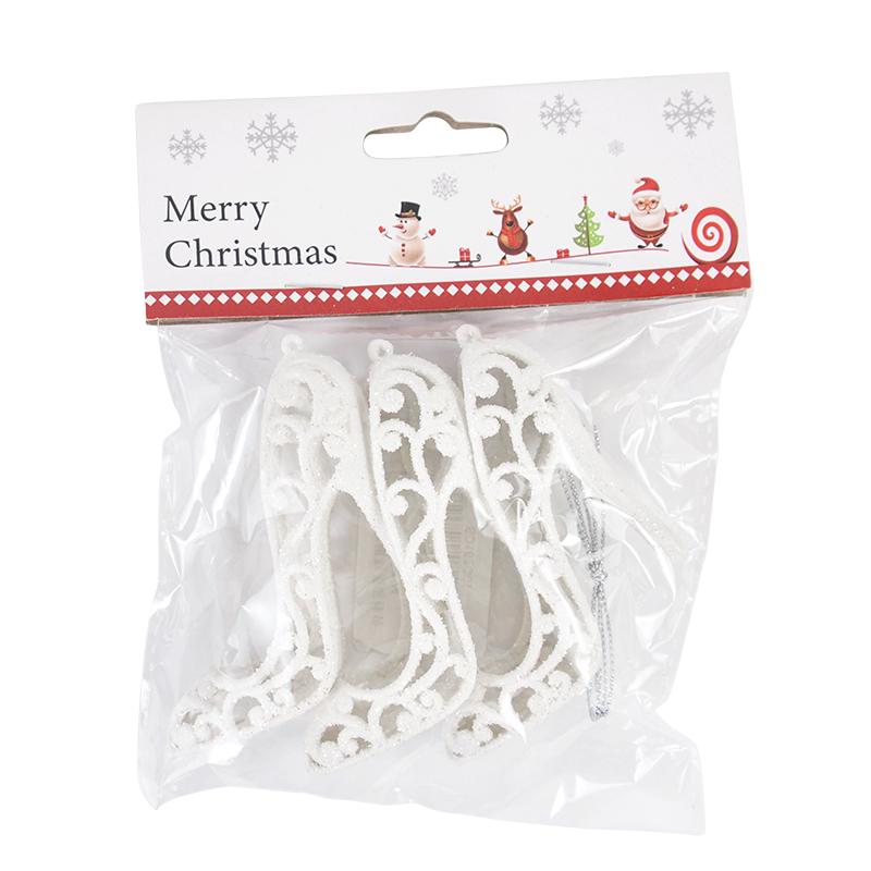 White Glitter Christmas Tree Hanging Ornaments Snowflake Angel Elk Pendants New Year Party Home Xmas Tree Decorations Kids Gift