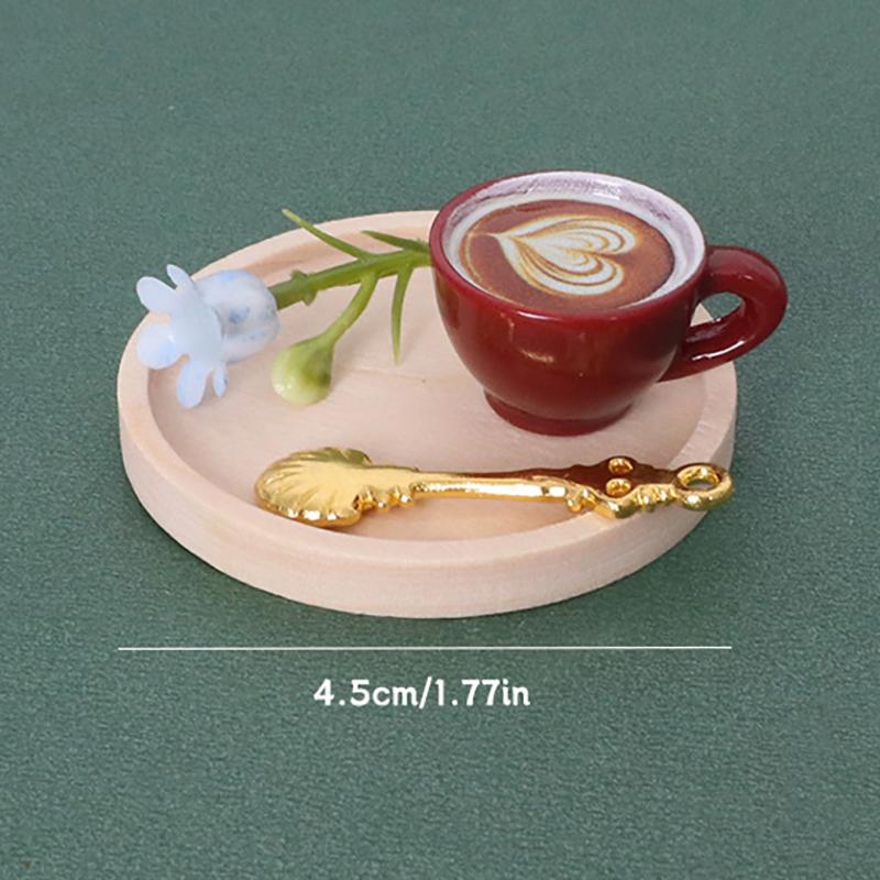 

1 комплект миниатюрных кофейных чашек для кукольного домика с блюдцем, ложкой, кухонными столовыми приборами для кукольных аксессуаров, игрушек