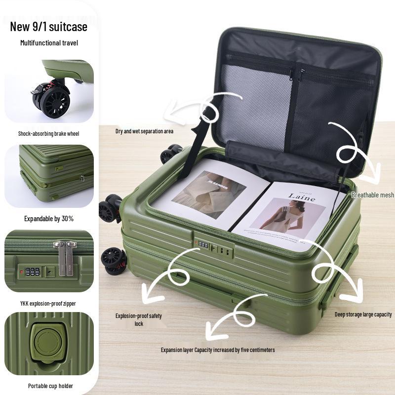 Expandable 20-Inch Rolling Suitcase for Women and Men: Large-Capacity, Three-Piece Set with Side-Opening Design, Perfect for Travel.