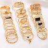 Boho Gold Color Snake Rings Set For Women Vintage Geometric Cross Heart Butterfly Rings Female Finger Rings Trendy Jewelry Gifts