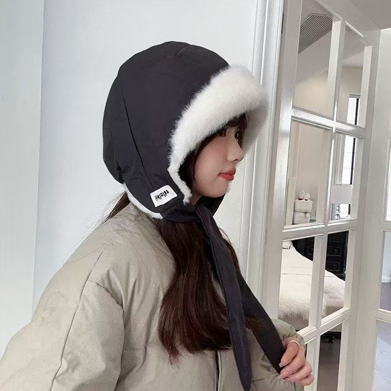 Women's Winter Korean Version, Velvet and Thickened Lei Feng Hat, One Hat, Dual-purpose Can Be Used As a Bag, Thermal Ear Protectors