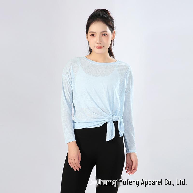 Dámské volné dlouhé triko na jógu - Lehké, prodyšné, zeštíhlující a s ochranou proti slunci