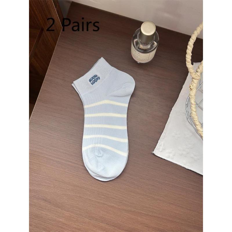 

2 Pairs of Children s Socks - Summer Lightweight Style Cute Combed Cotton Summer and Spring Style Short Tube Ladies Stockings 2 pairs