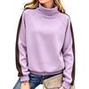 Women's Casual Loose Fit Color Block Long Sleeve High Neck Pullover Sweatshirt
