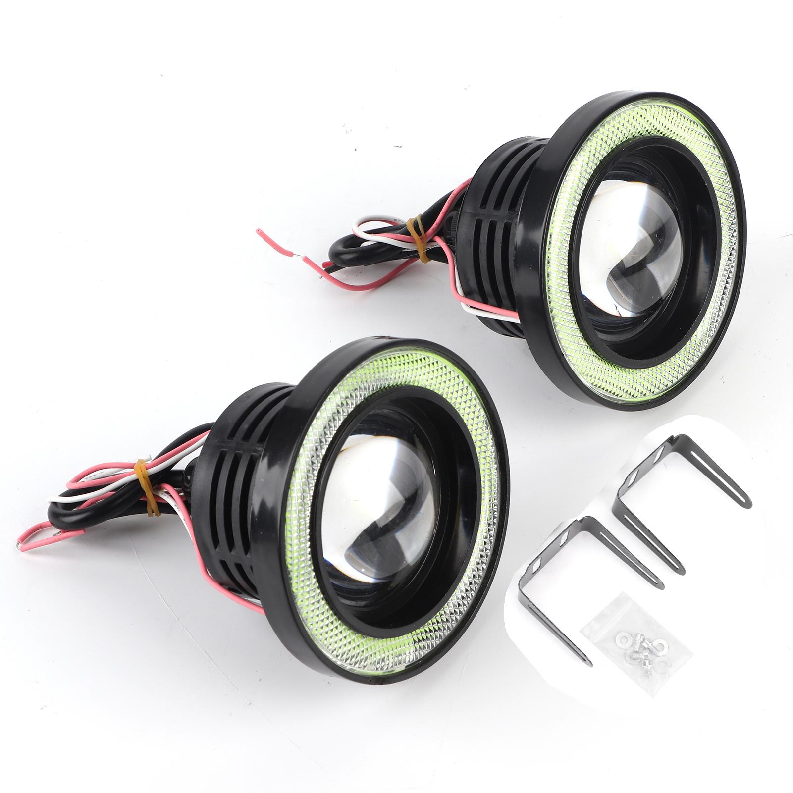30W Waterproof LED Fog Lamp Green Aperture COB Daytime Running Light Car Modification Parts89mm