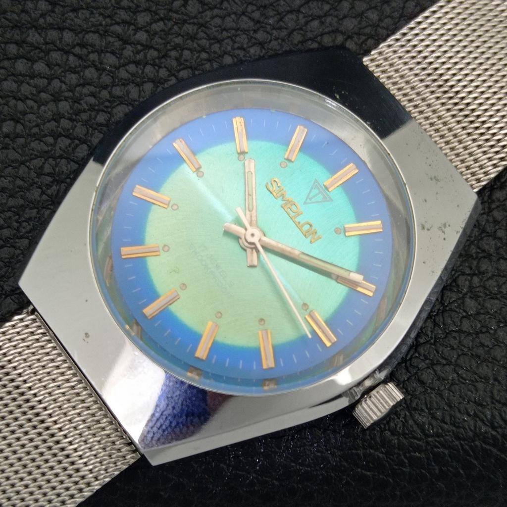 ŠVÝCARSKÉ VINTAGE SIMPLON RUČNÍ NATAHOVACÍ PÁNSKÉ ZRENADOVANÉ HODINKY S MODRÝM CIFERNÍKEM a704623-1