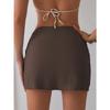 Women High Waist Ruched Wrap Bodycon Mini Skirt