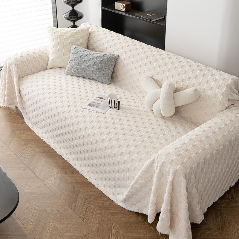 Høst og Vinter Sofahåndkle Fullt Dekkende Klut Vinter Plysj Fortykket Sklisikkert Sofateppe Eksklusiv Anti-katteriper Sofatrekk Klut
