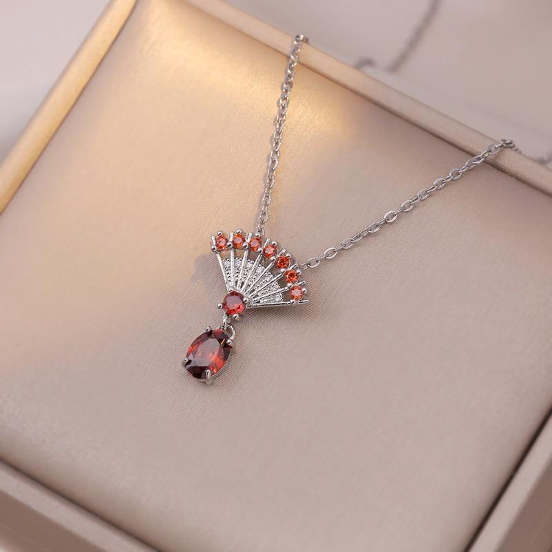Meier Fan retro palace style skirt red diamond earrings color treasure set