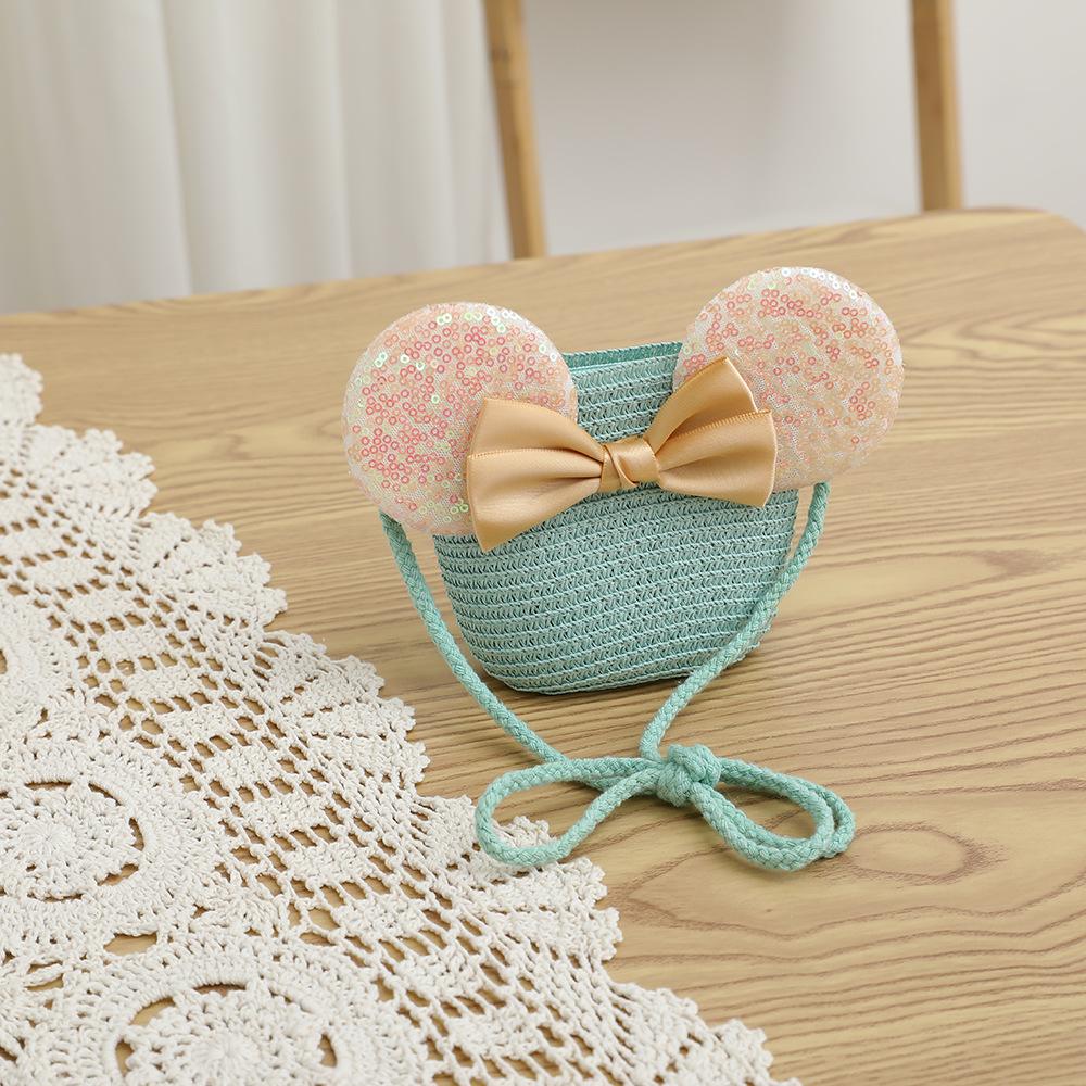 New Arrival Straw Hat And Bag Set For Girls Kids Fashion Summer Bow Lovely Princess Sun Cap Outdoor Cartoon Beach Waved Hats