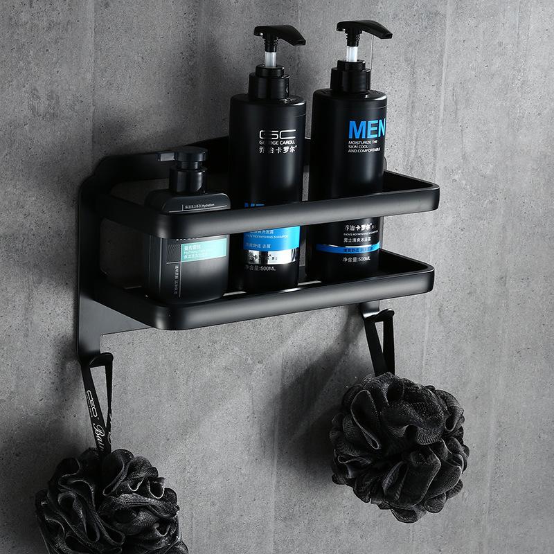 Bathroom Shelf Wall Mounted Black Aluminum Bathroom Soap Dish Bath Shower Shelf Bath Shampoo Holder Basket Holder Corner Shelf