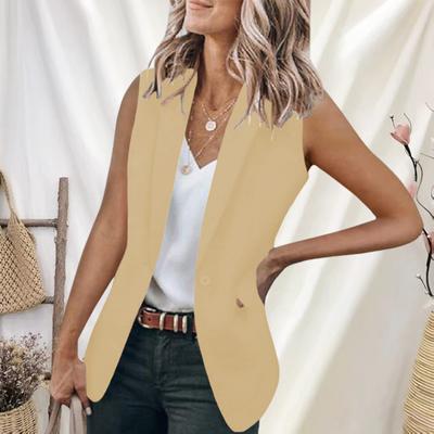 Long Temperament Lady Waistcoat Chic Business Single Button Women Jacket