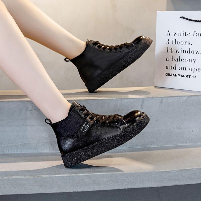 Sports Women's Shoes Leather White Shoes