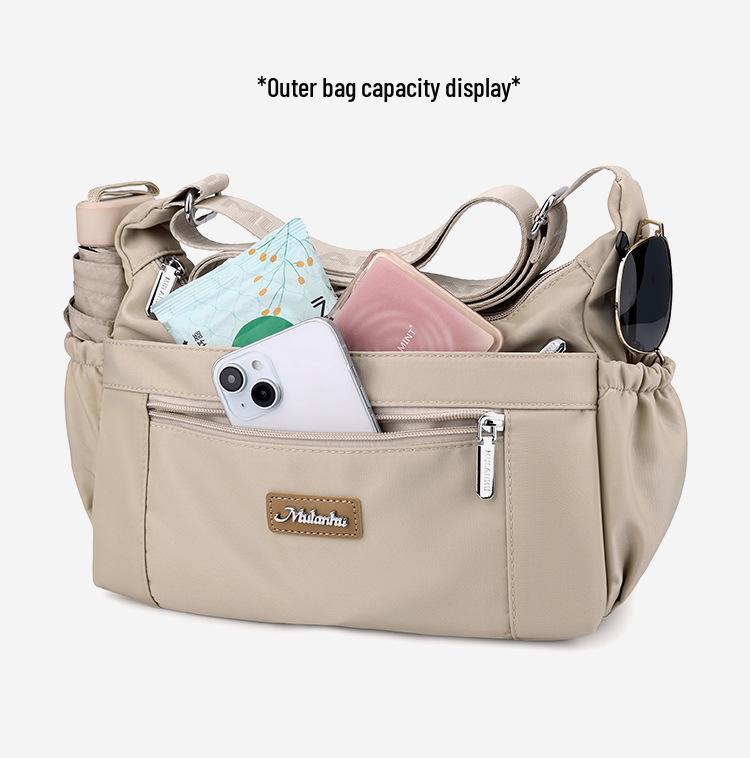 Water-Repellent Nylon Crossbody Bag for Middle-Aged Women, Large-Capacity, Multi-Layer, Versatile Casual Shoulder Bag.