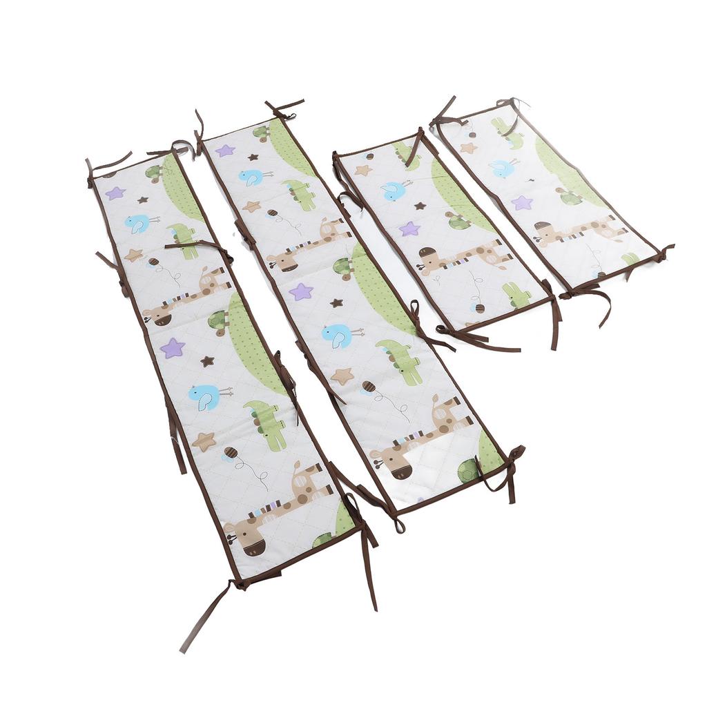 4pcs Baby Cot Bumper Pure Color Breathable Soft Printed Mesh Lining Head Protection Baby Cot