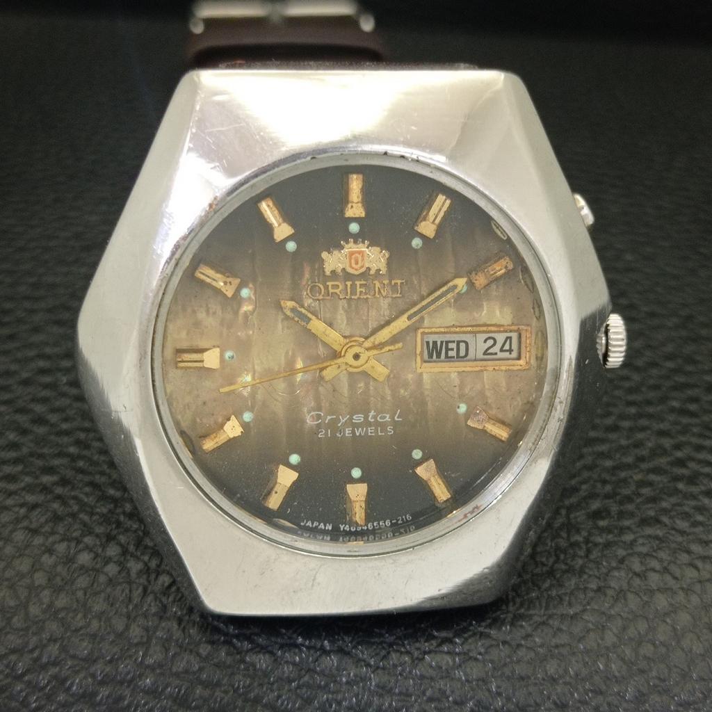 JAPAN VINTAGE ORIENT CRYSTAL AUTOMATIC 46943 MENS ORIGINAL DIAL WATCH a701892-5 R207-a701892