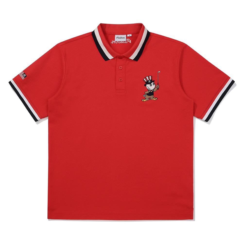 MALBON GOLF Eagle Bucket Flag Polo Shirt Red (Man)